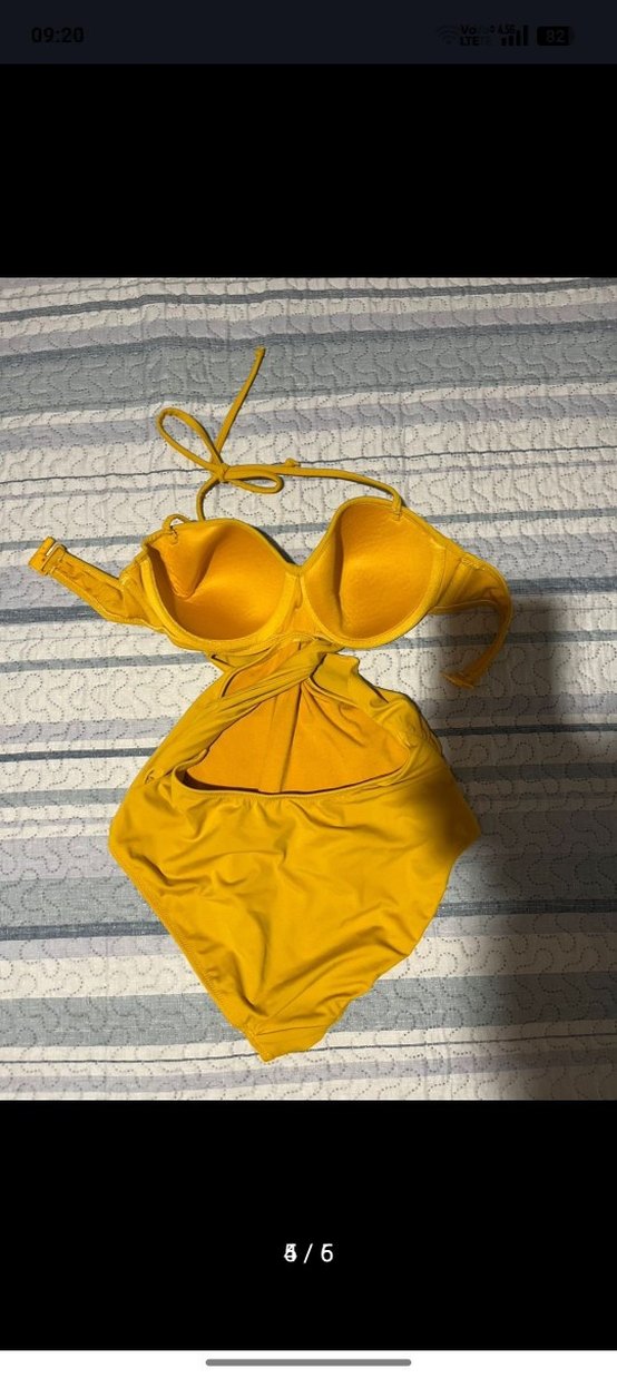 Sarı Drapeli Mini Kadın Mayo - Görsel 5