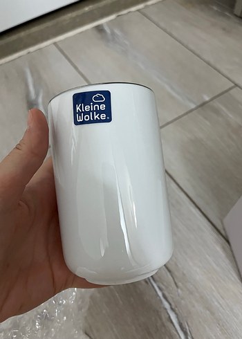 Beden Gri Kenarlı Beyaz Seramik Kupa