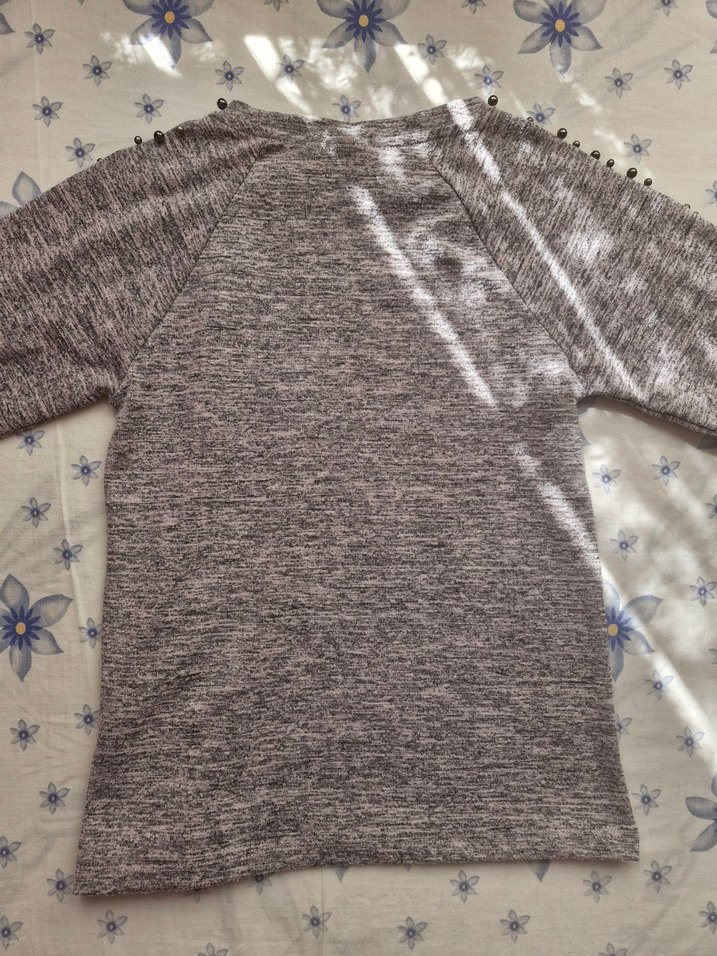 Gri Uzun Kollu Triko bluz - Görsel 2