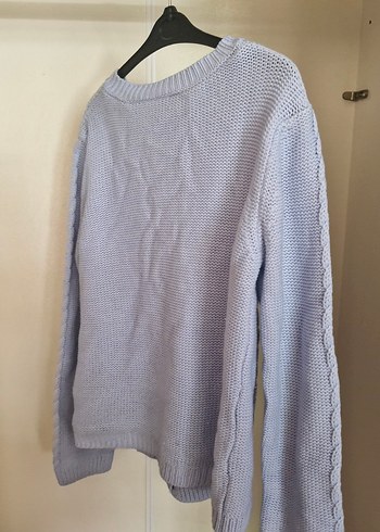 Bebek Mavisi Örgü Kadın Hırka Uzun Kollu - Görsel 2