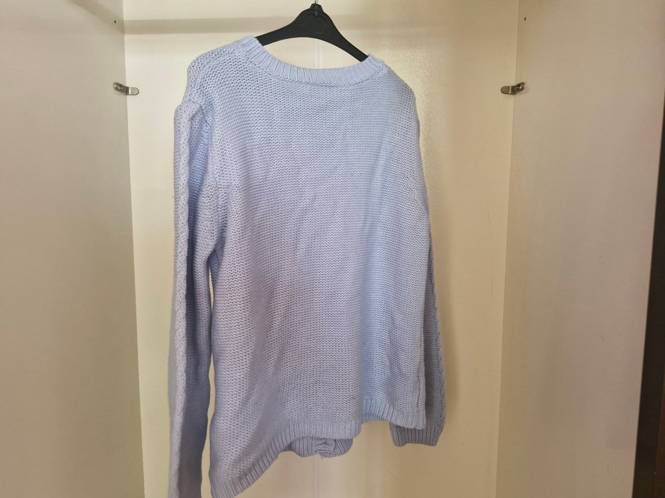 Bebek Mavisi Örgü Kadın Hırka Uzun Kollu - Görsel 3