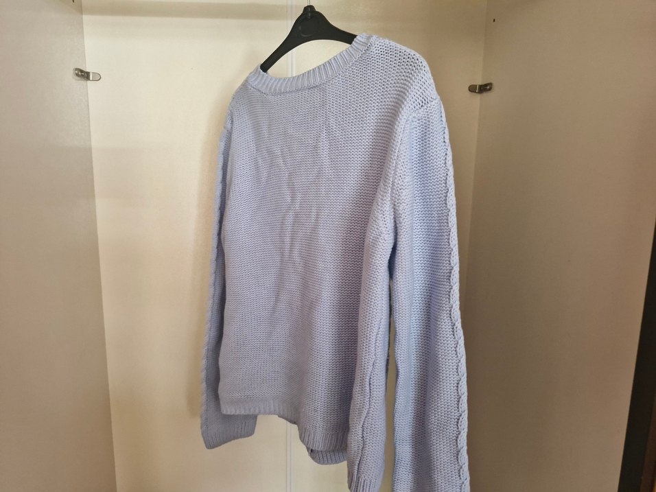 Bebek Mavisi Örgü Kadın Hırka Uzun Kollu - Görsel 2