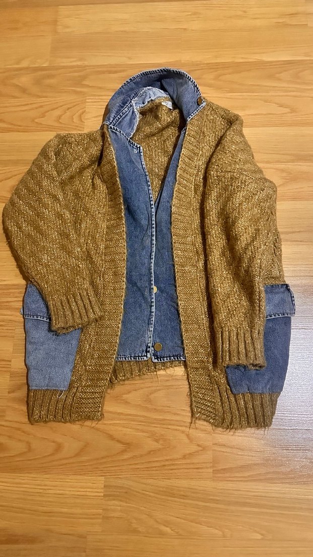 Düğmeli Kahverengi Bohem Denim Ceket - Görsel 2