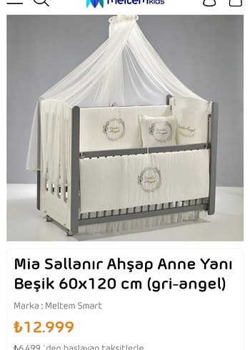 Meltem Smart Mia Sallanır Ahşap Beşik 60x120 cm