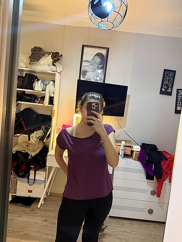 s Beden mor Renk Nike dri-fit spor bluz