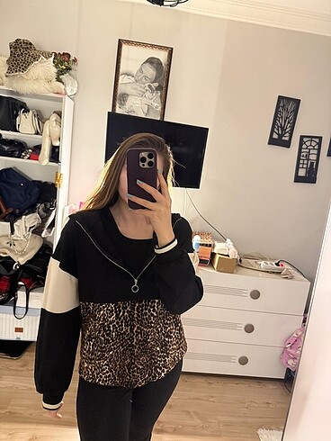 Zara Zara leopar detaylı sweatshirt
