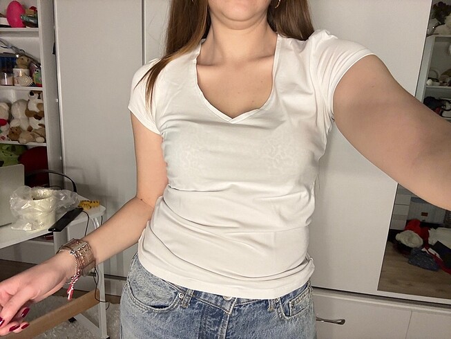 s Beden Mavi V yaka tshirt