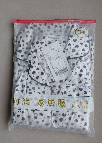 Gri Kalp Desenli Kadın Kısa Kollu Pijama Takımı - Görsel 5