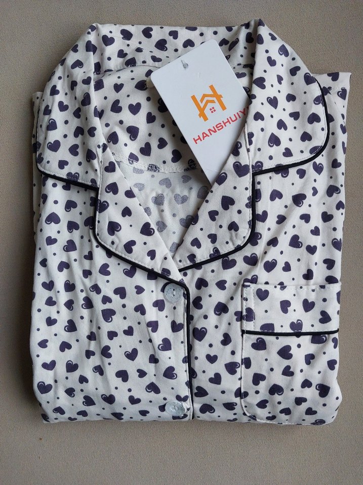 Gri Kalp Desenli Kadın Kısa Kollu Pijama Takımı - Görsel 4