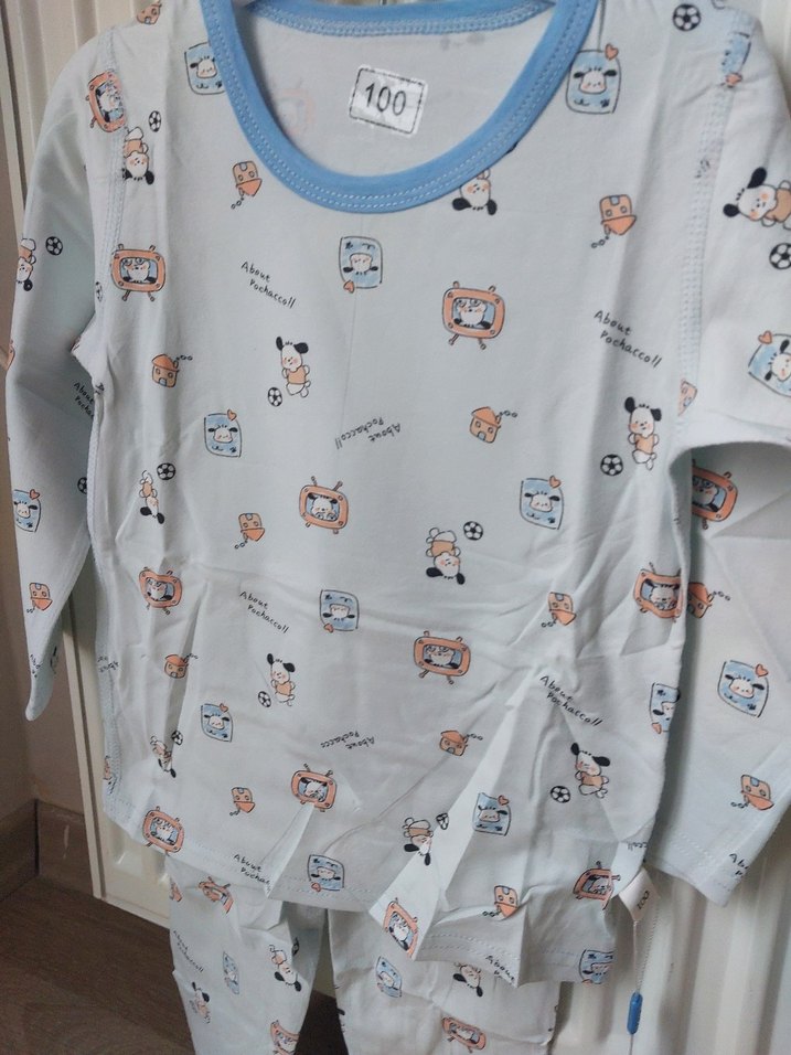 Mavi Pamuklu Uzun Kollu Bebek Takımı pijama takım - Görsel 3