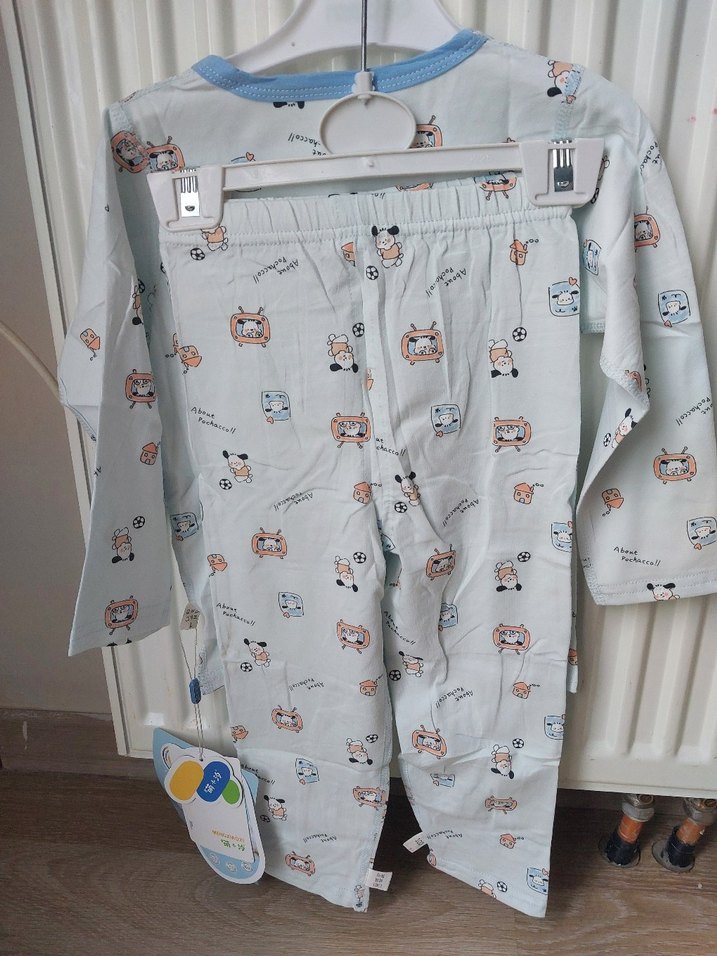 Mavi Pamuklu Uzun Kollu Bebek Takımı pijama takım - Görsel 2