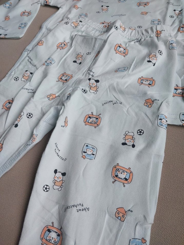 Mavi Pamuklu Uzun Kollu Bebek Takımı pijama takım - Görsel 5