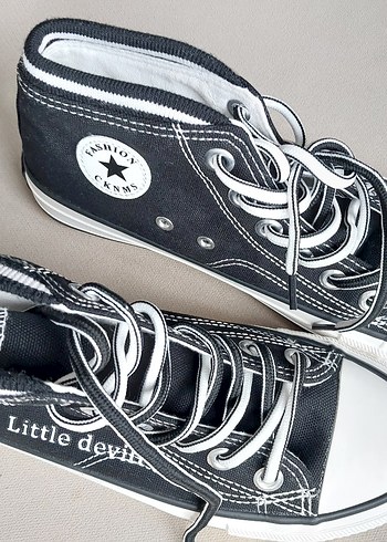 Siyah Baskılı Stiletto Topuklu Kadın Spor Ayakkabı - Görsel 4