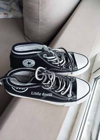 Siyah Baskılı Stiletto Topuklu Kadın Spor Ayakkabı - Görsel 5