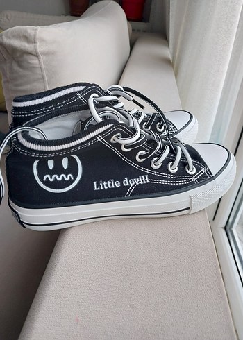 Siyah Baskılı Stiletto Topuklu Kadın Spor Ayakkabı - Görsel 6