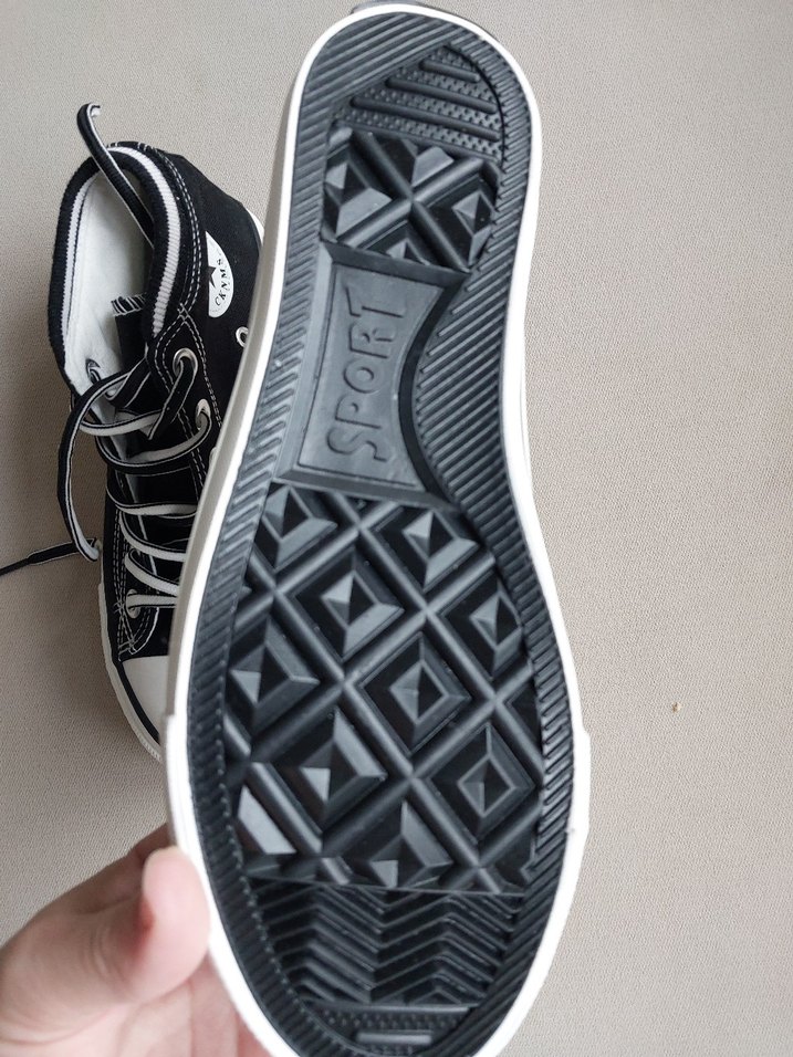 Siyah Baskılı Stiletto Topuklu Kadın Spor Ayakkabı - Görsel 2