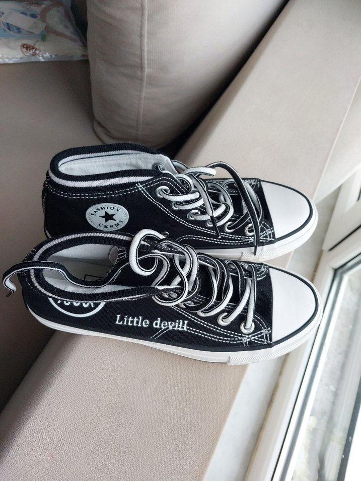 Siyah Baskılı Stiletto Topuklu Kadın Spor Ayakkabı - Görsel 5