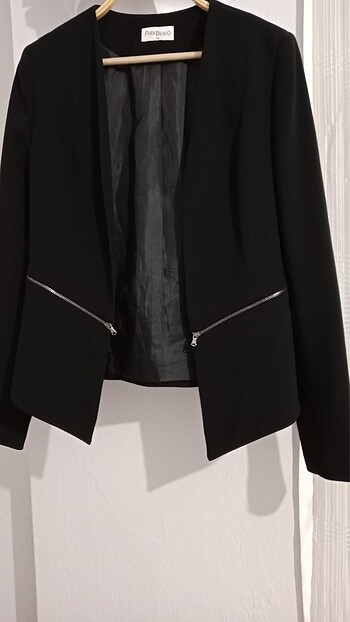 Fermuar modelli siyah blazer ceket