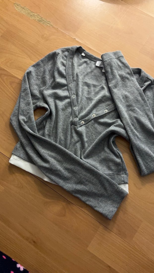 Düğmeli Gri crop Koton - Görsel 2