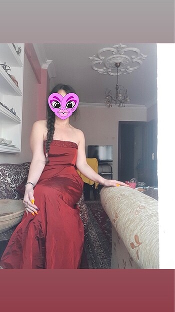 Bordo abiye elbise - Görsel 2