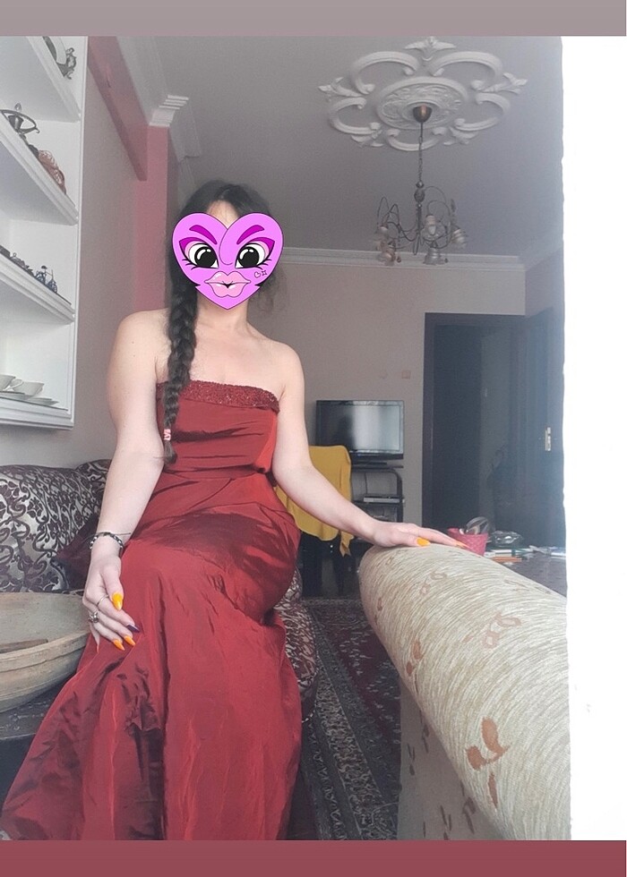 Bordo abiye elbise - Görsel 2