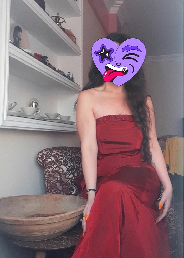 Bordo abiye elbise - Görsel 4