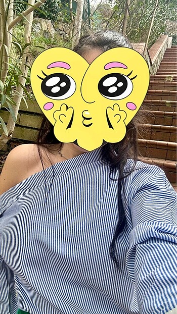 Bir Omzu Açık Çizgili Gömlek - Görsel 3