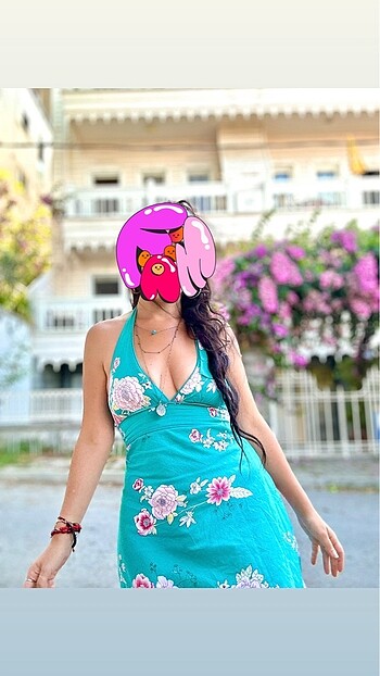 Diğer Çiçekli Boyundan Askılı Elbise
