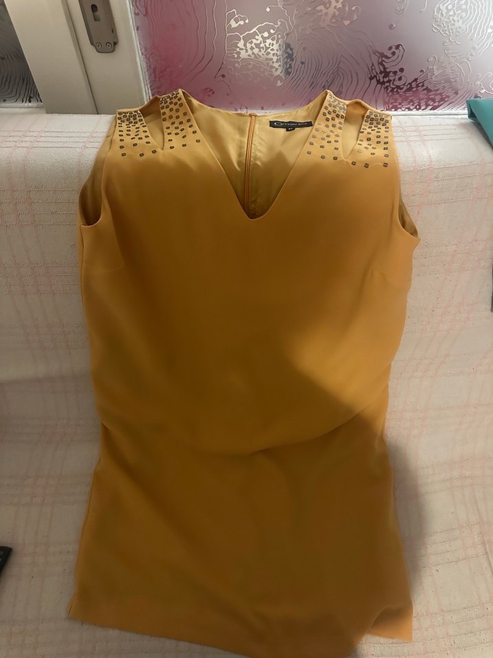 V-Yaka Bej Midi Kadın Triko Elbise - Görsel 3