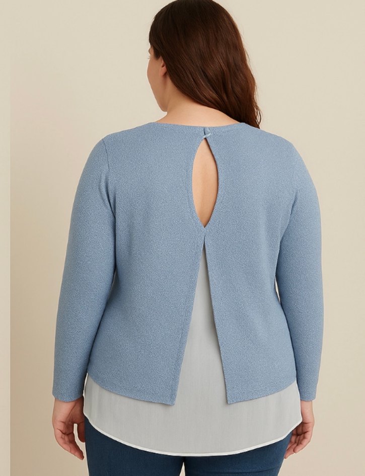 Gri Kadın Bisiklet Yaka Triko Kazak - Görsel 2