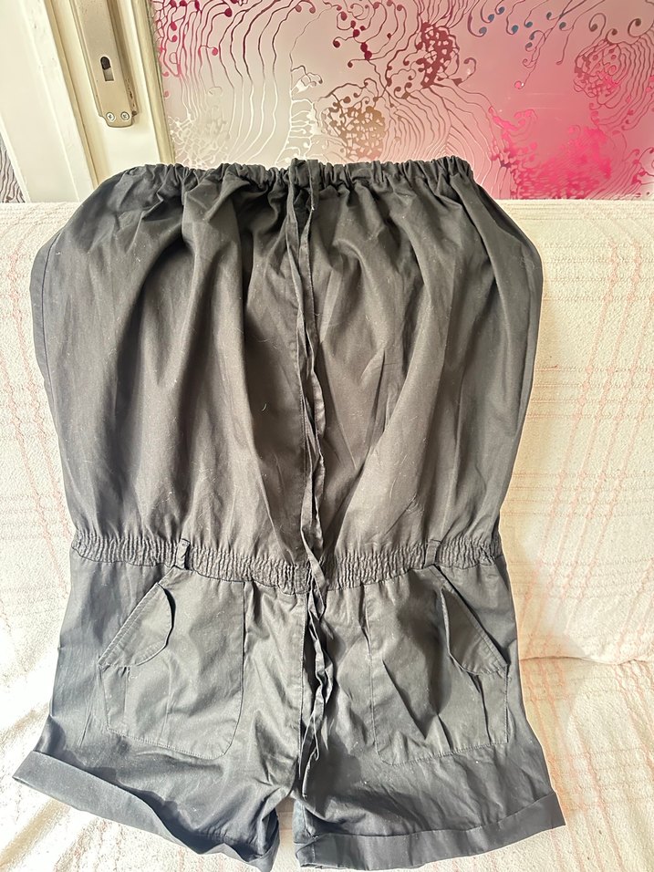 Siyah Straplez Kısa Tulum - Görsel 2