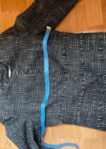 Düğmeli Gri Midi Kadın Ceket - Görsel 4