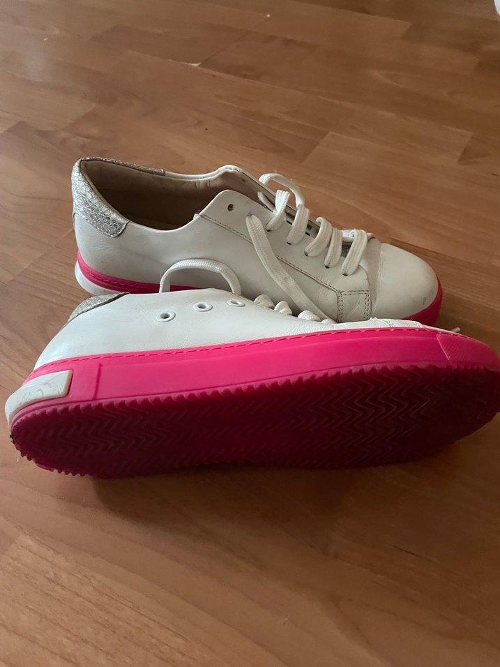 Hakiki deri.Beyaz Bağcıklı Kadın Spor Ayakkabı - Görsel 3