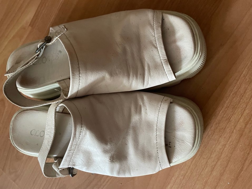 Hakiki Deri Bej Platform Topuklu Kadın Sandalet - Görsel 2