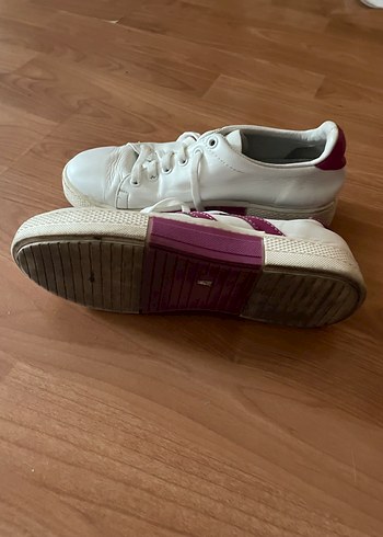 Hakiki deri Beyaz Bağcıklı Spor Ayakkabı - Görsel 3