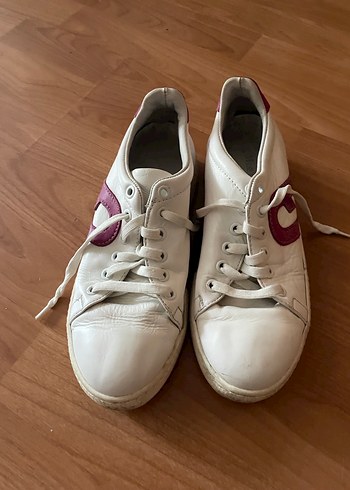 Hakiki deri Beyaz Bağcıklı Spor Ayakkabı - Görsel 2