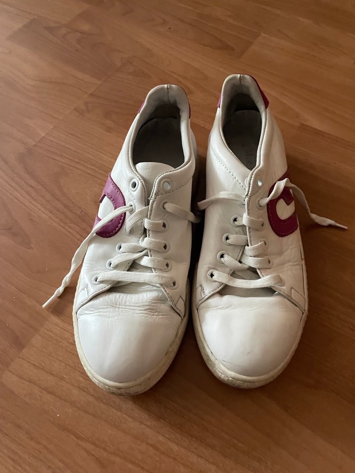 Hakiki deri Beyaz Bağcıklı Spor Ayakkabı - Görsel 2