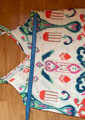 Zincir Detaylı Renkli Bohem Mini Askılı Bluz - Görsel 4