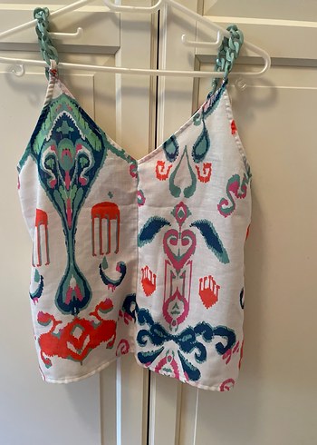 Zincir Detaylı Renkli Bohem Mini Askılı Bluz - Görsel 3