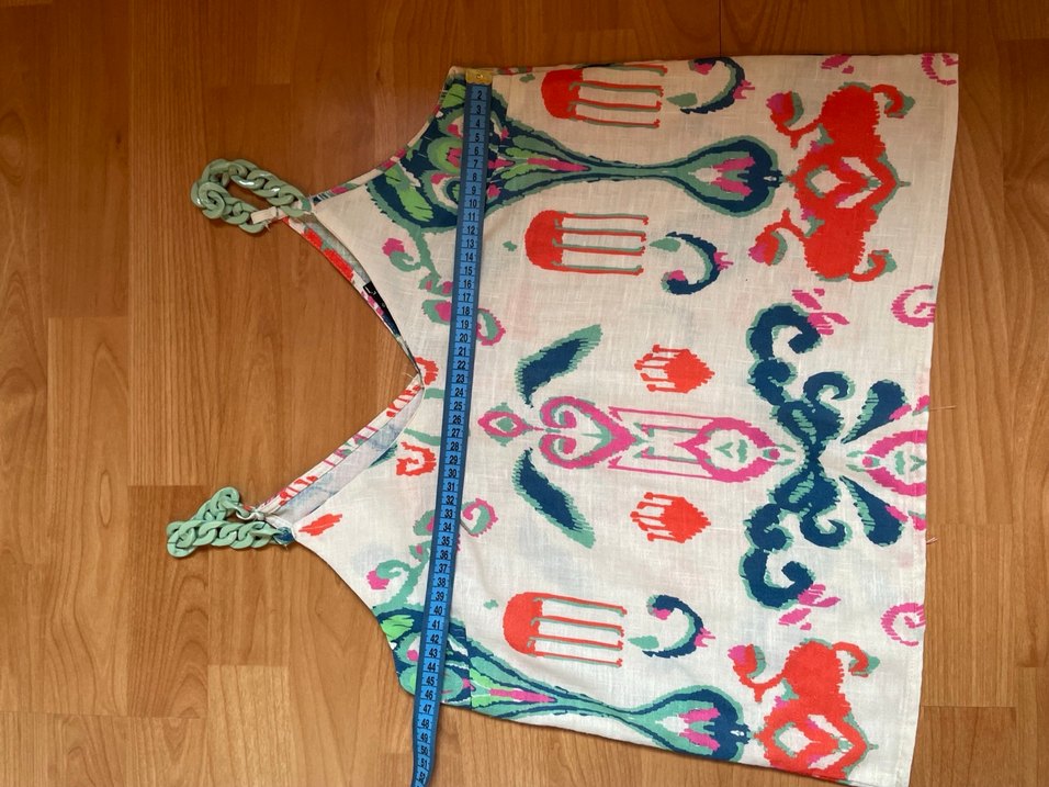 Zincir Detaylı Renkli Bohem Mini Askılı Bluz - Görsel 4