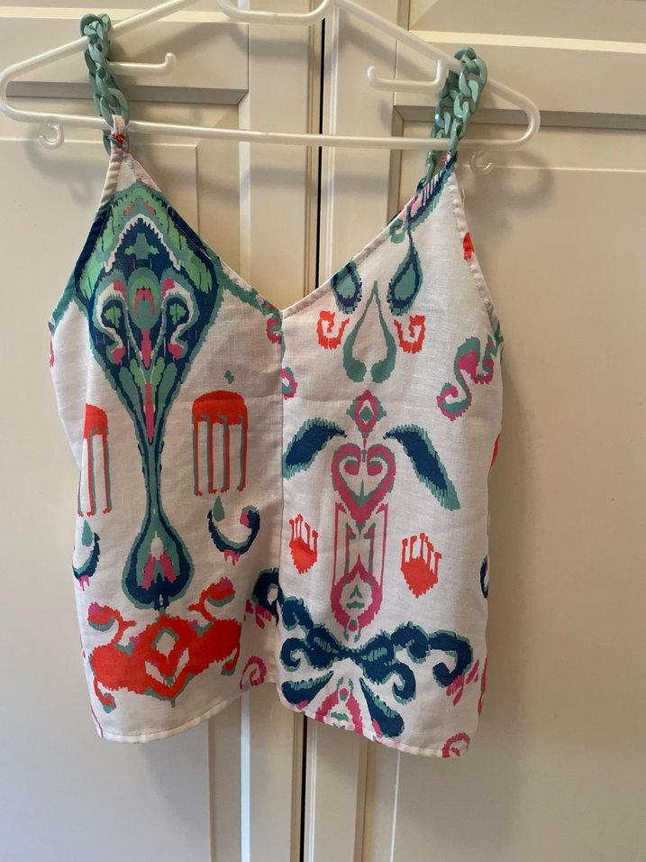 Zincir Detaylı Renkli Bohem Mini Askılı Bluz - Görsel 3