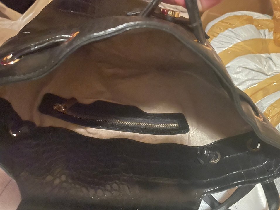 Siyah Deri Croco Desenli Kadın Sırt Çantası - Görsel 3