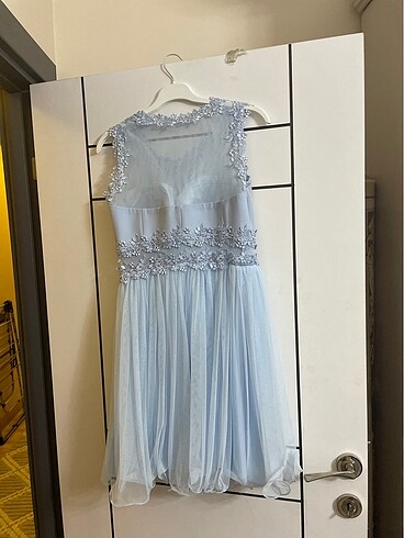 süt mavisi kisa elbise - Görsel 2