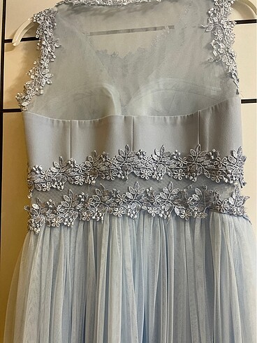 süt mavisi kisa elbise - Görsel 4