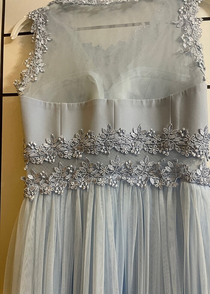 süt mavisi kisa elbise - Görsel 4