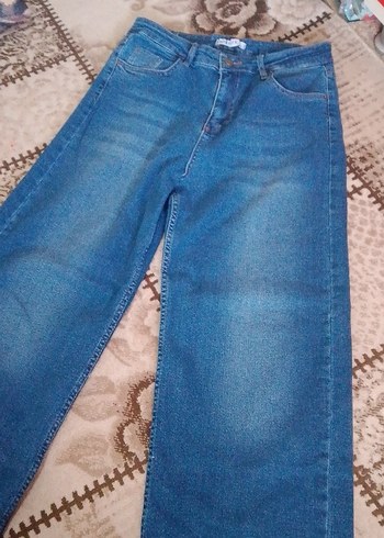 Kadın Mavi Bol Kesim Midi Jean