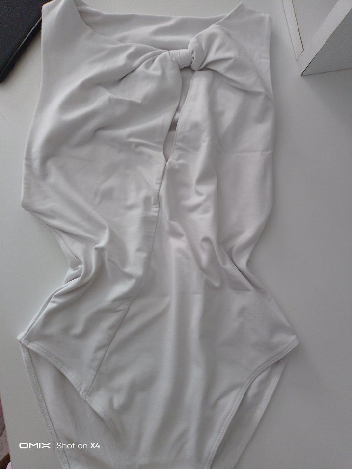 Beyaz Drapeli Kadın Monokini - Görsel 2