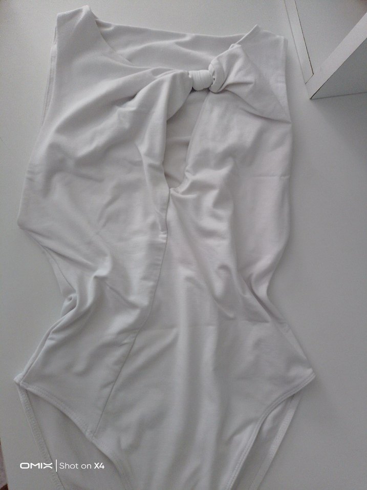 Beyaz Drapeli Kadın Monokini - Görsel 4