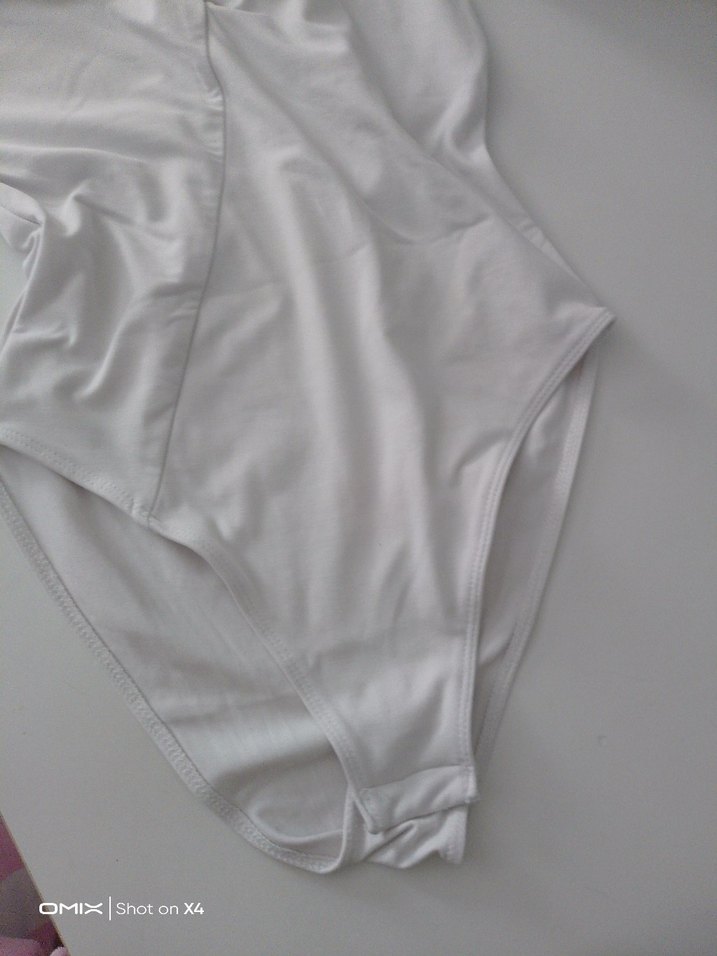 Beyaz Drapeli Kadın Monokini - Görsel 3