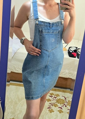 Mavi Denim Askılı Salopet - Görsel 3
